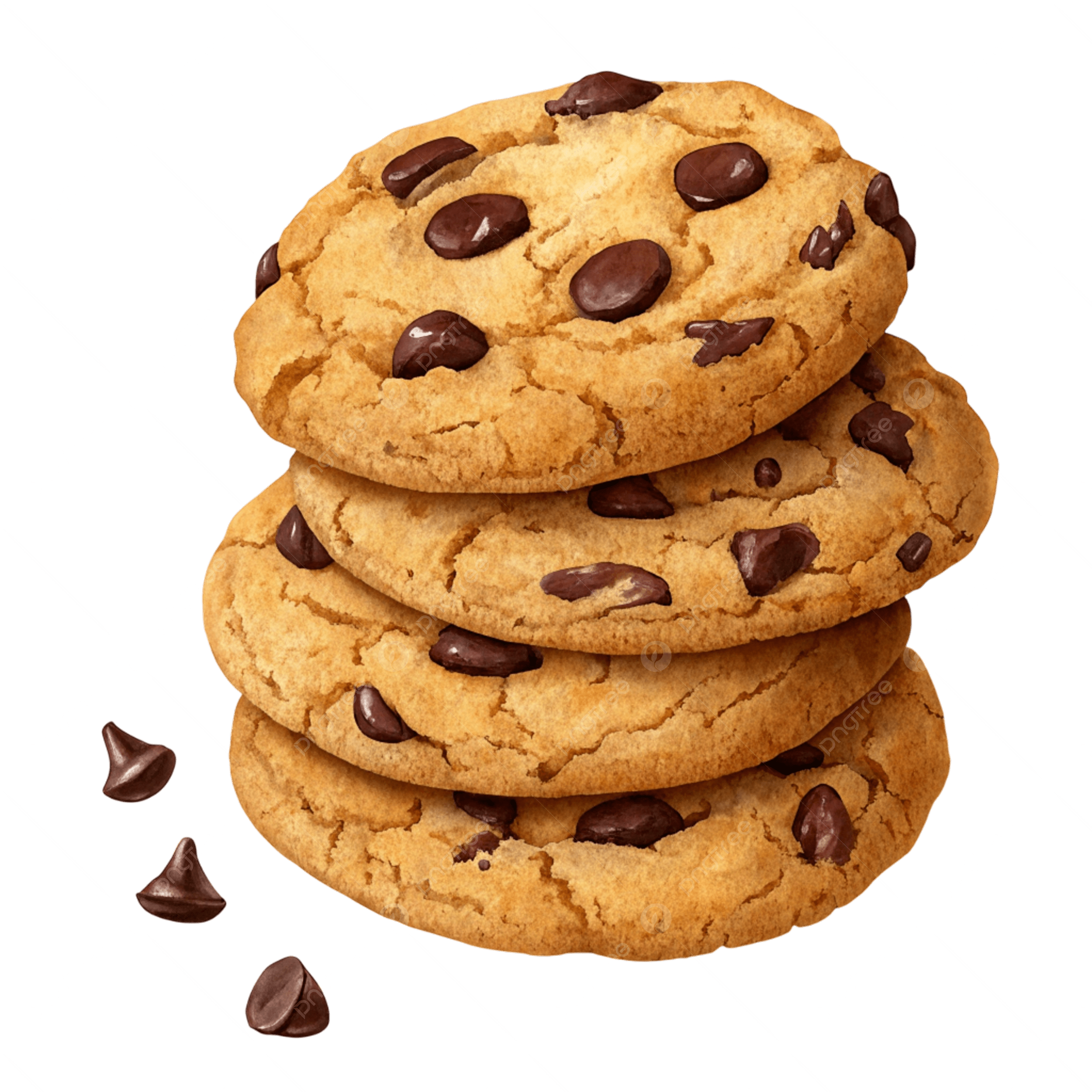 Home pngtree realistic chocolate chip cookies stack isolated on transparent background png image 19763599