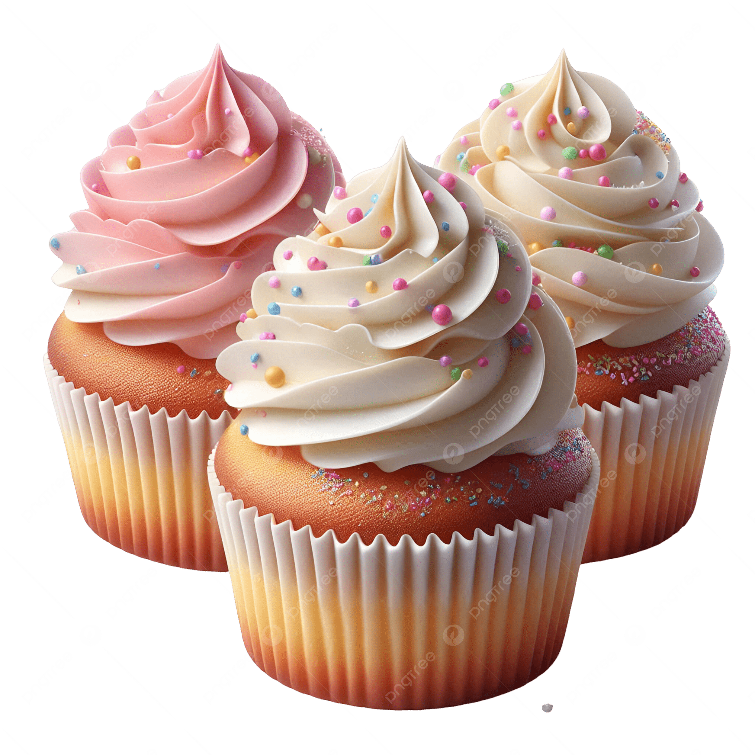 Home pngtree realistic cupcakes with cream and sprinkles png image 20551740