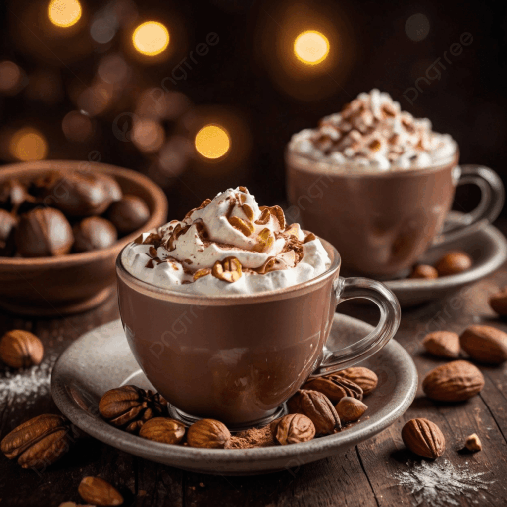 pngtree there is a hot chocolate drink with whipped cream and nuts picture image 15701522